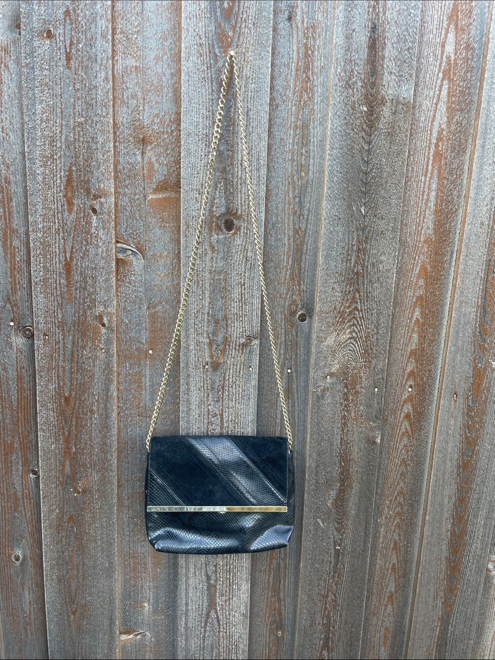 Kathe Laundry Black Leather Gold Chain Strap Shoulder Bag